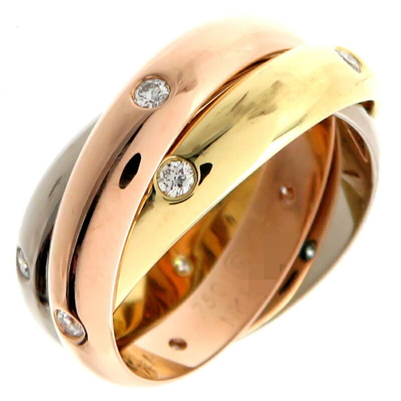 CARTIER Jewelry - Cartier #48 Trinity Diamond Ladies Ring B40388 750 Yellow Gold Size 8